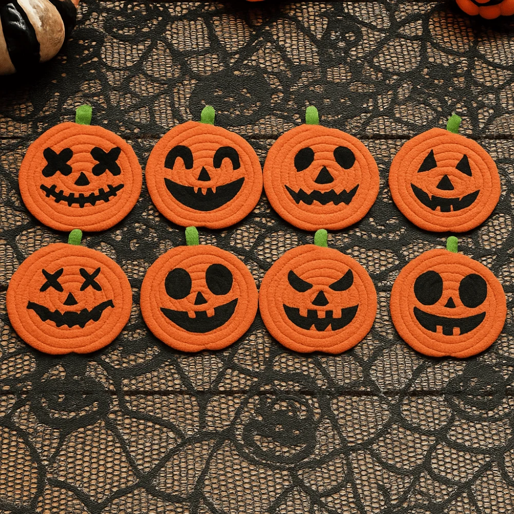 

4/8Pcs Creative Pumpkin Shaped Coasters Anti Scald Absorbent Non-Slip Cup Mat Novelty Reusable Drink Insulation Pad