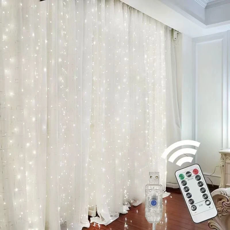 

300/600LED 8 Modes LED Curtain String Fairy Lights Holiday Wedding Garland Lamp for Christmas Decoration New Year Party Navidad