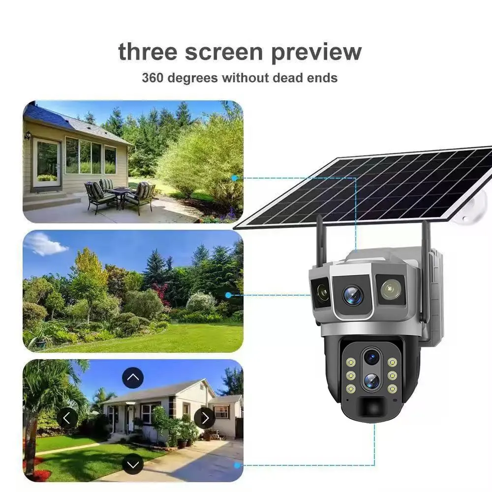 Outdoor 10X Optische Zoom 12MP Solar IP Camera WIFI CCTV Dual Lens Triple Screen PTZ Auto Tracking Beveiliging Bewakingscamera