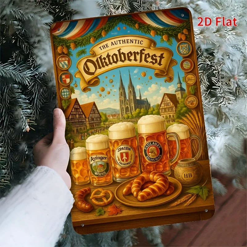 -Plate  Set Oktoberfest Metal Sign - Indoor/Outdoor Use, Weatherproof, Suitable for Modern Homes, Rustic Style, Bar Signs, Off