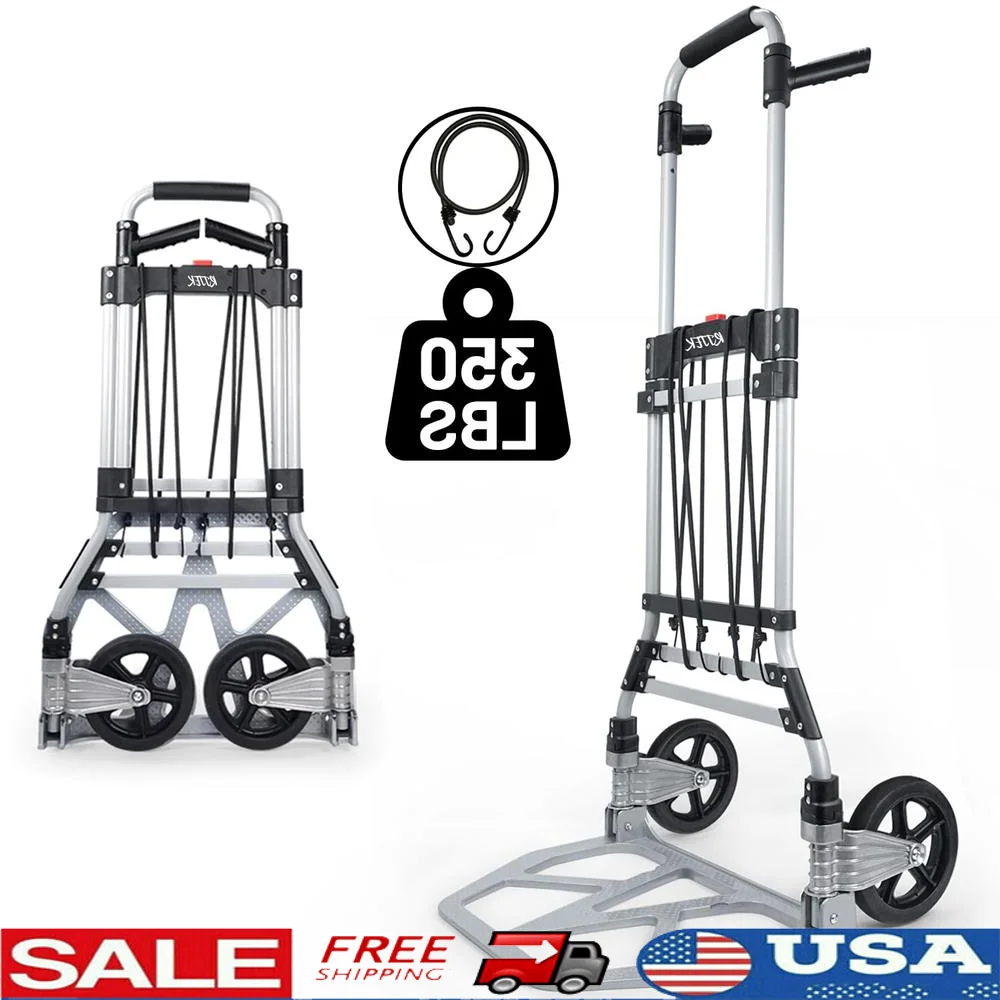 Heavy-Duty Portable Folding Hand Truck 350lb Capacity Telescoping Dolly Cart Steel Trolley Helper