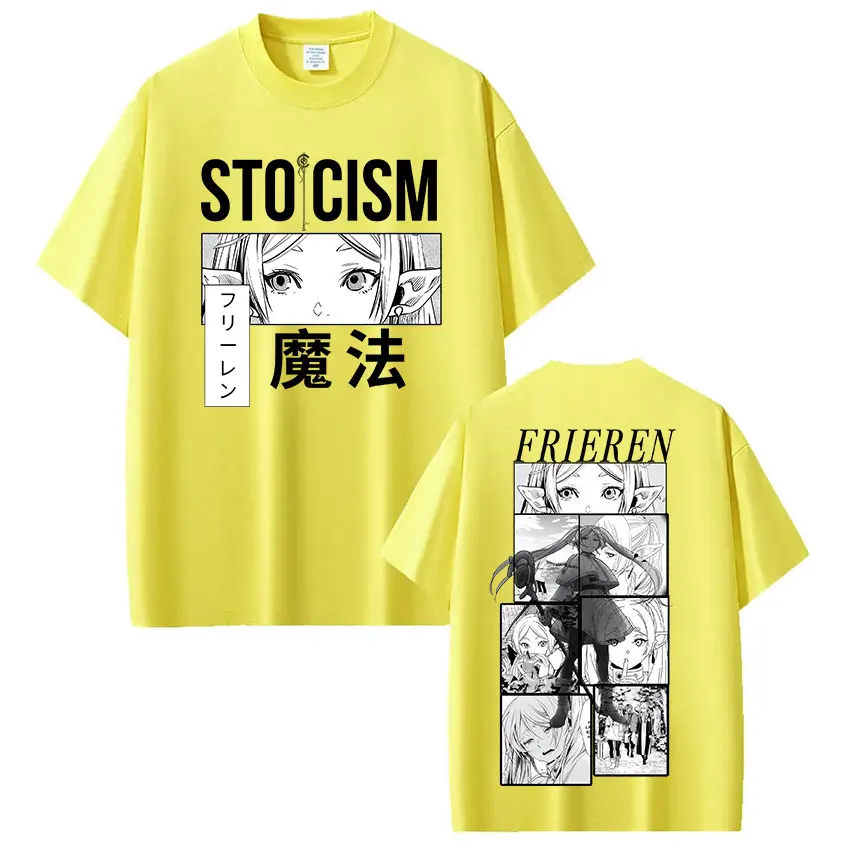 Anime Frieren  Beyond Journey's End T Shirt Frieren Cartoon Kawaii T-shirt Men Women Summer High Quality T-shirts