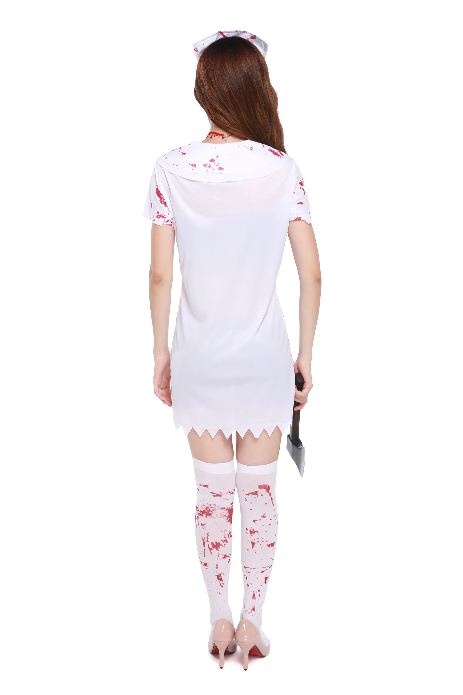 Volwassen Dames Horror Zombie Vrouwen Sexy Halloween Bloedige Verpleegster Cosplay Kostuum