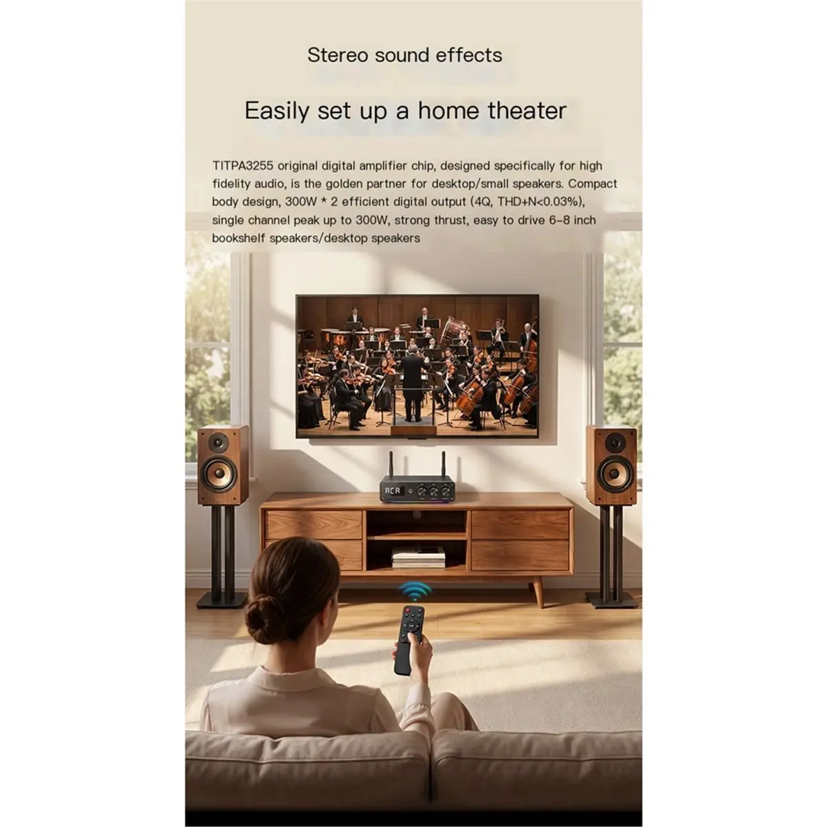 newA10R TPA3255 Amplificador Subwoofer Audio Bluetooth5.3 300W+300W HiFi Digital Power Home Amplifier 2400-2483.5MHZ
