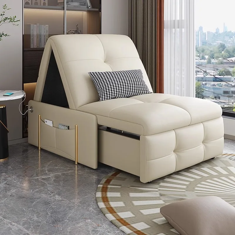 

Small apartment electric sofa bed dual-purpose foldable multi-functional bedroom office balcony high-end single retractable