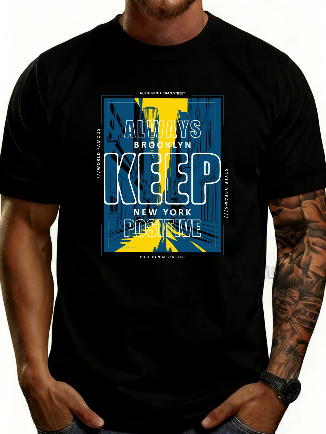 Street Style New York Fashion - T-shirt pour homme style urbain, motif