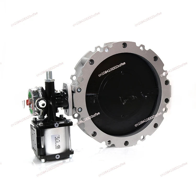 DN300 pneumatic double flange cast iron powder butterfly valve pneumatic set silo discharge disc valve