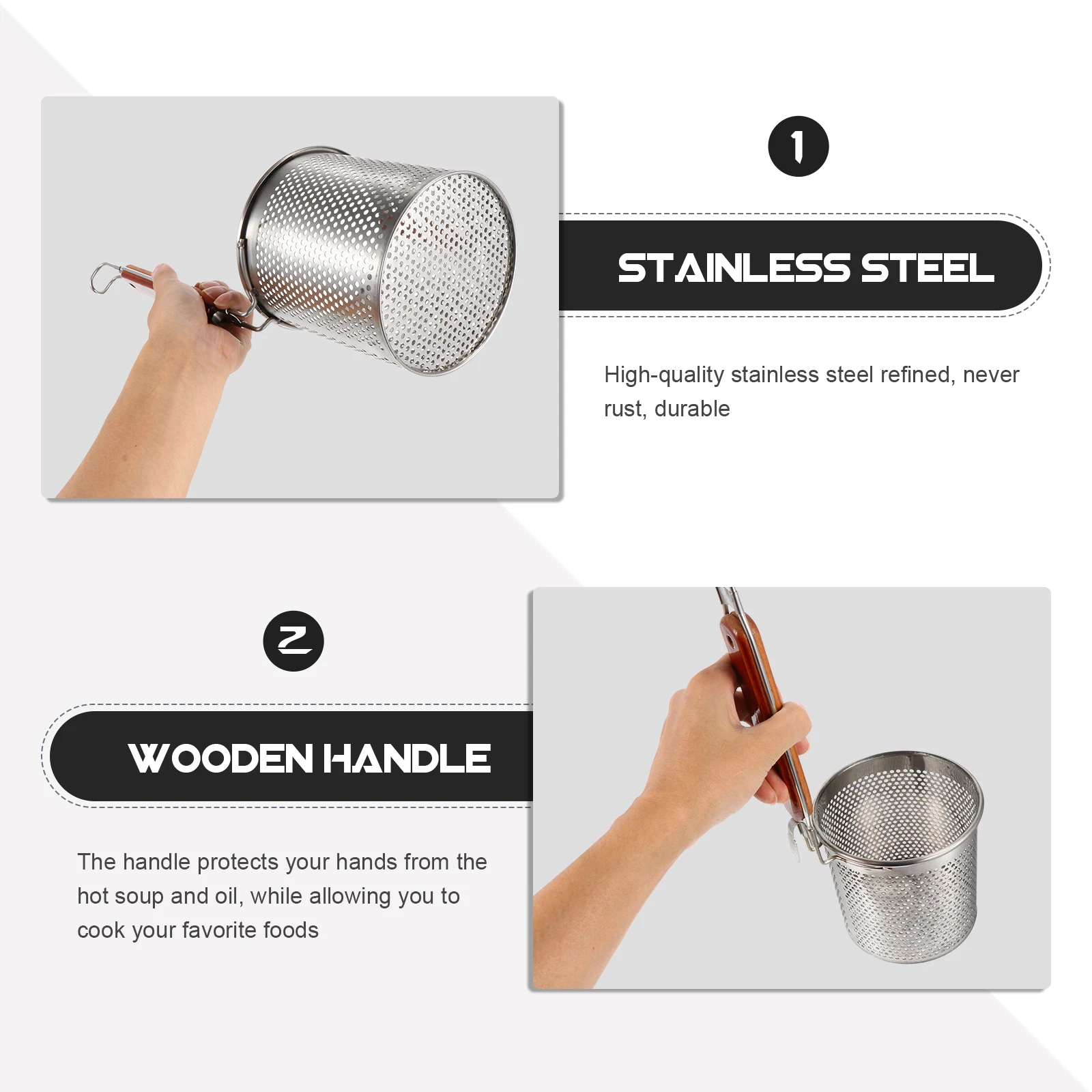 

1Pc Stainless Steel Strainer Skimmer Rustproof Kitchen Utensil for Home Restaurant Silver