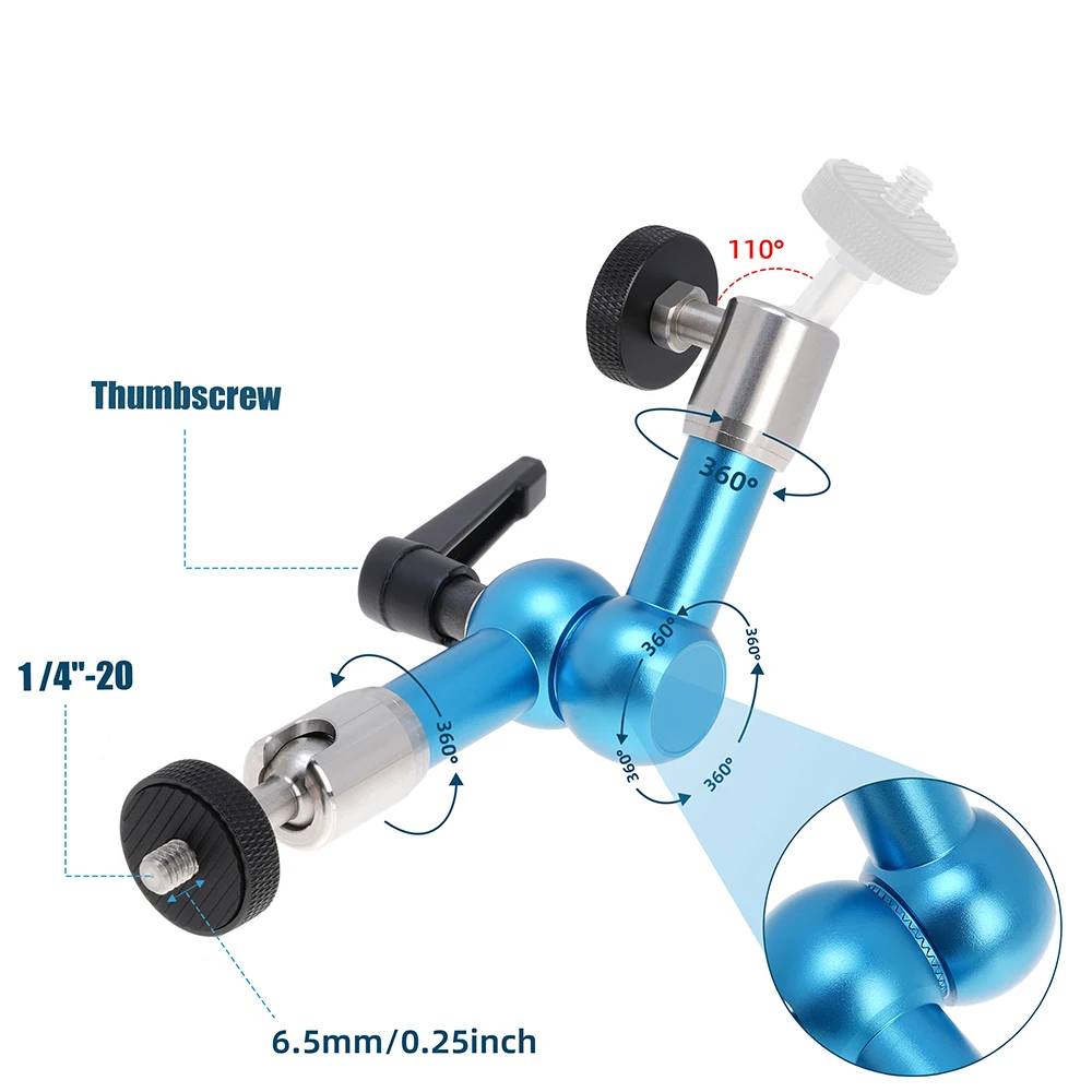 FOTGA klem tangan Monster, lengan ajaib dengan benang 1/4 "dan 3/8" dan kekuatan gesekan yang dapat disesuaikan, lengan ajaib untuk Monitor