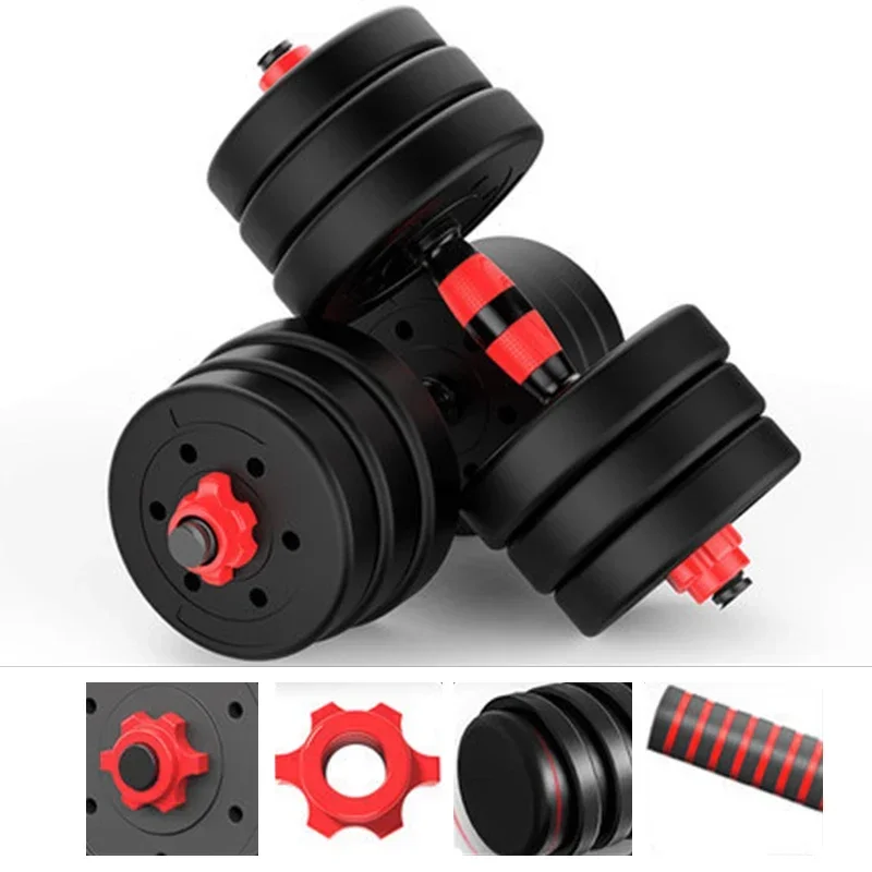 Wholesale Fitness Equipment Fitness Adjustable Rubber Coated Steel Two-in-one Dumbbell 10-40kg Combination Barbell Dumbbell Set.