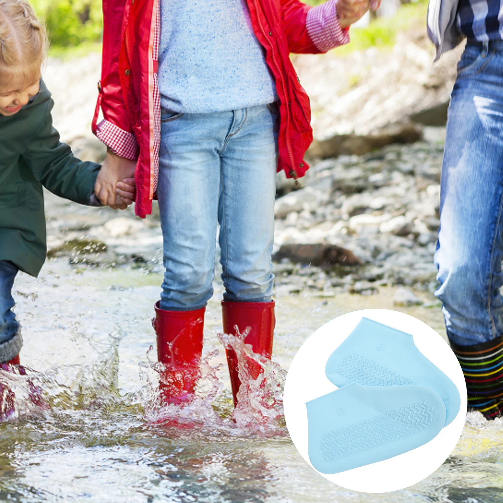 

1 Pair Waterproof Shoe Covers Silicone Rainproof Overshoes For Outdoor Mud Snow Protection Anti-Slip Shoe Protector Size S Blue
