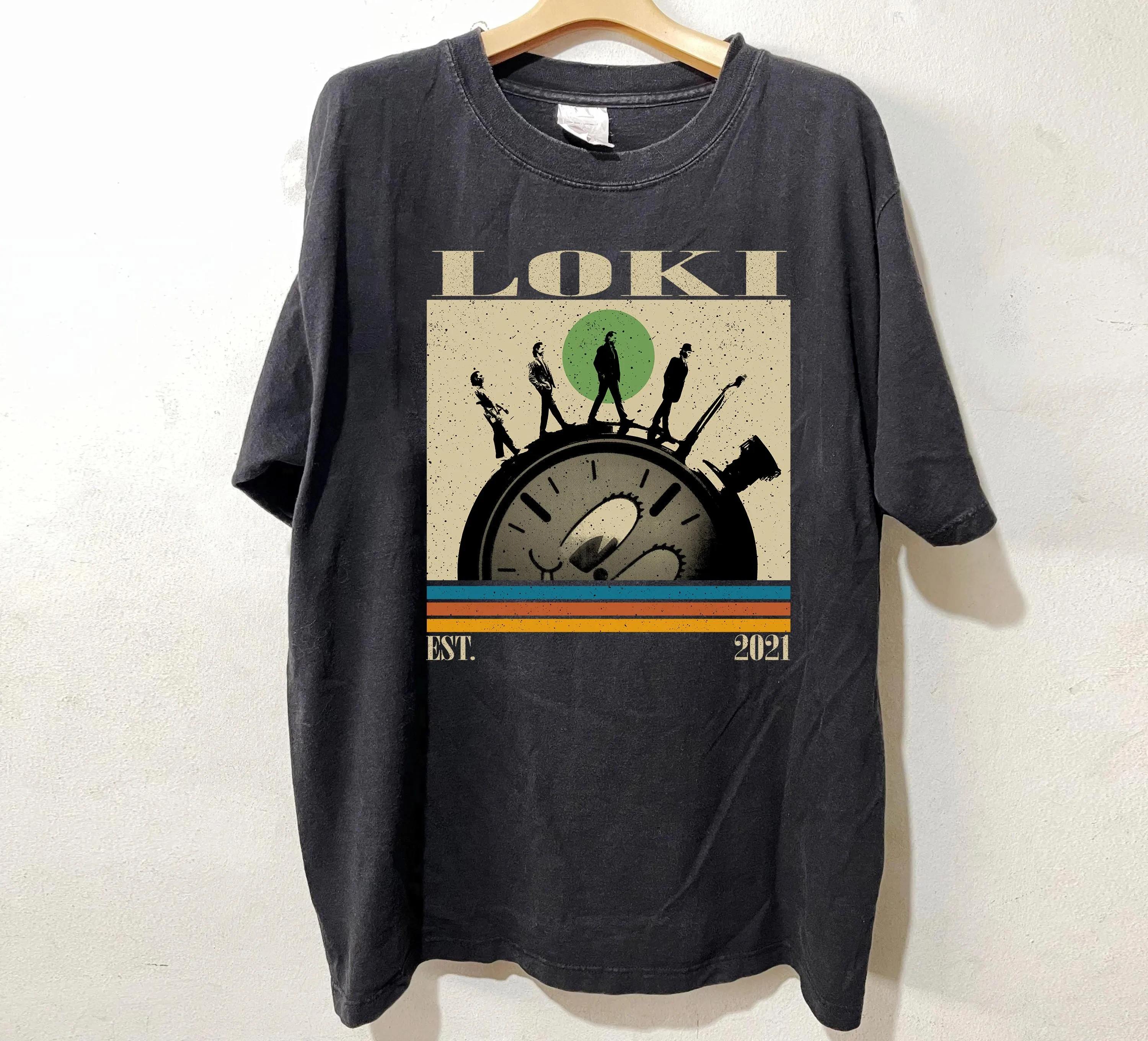 Loki TV-Drama Comfort Collar T-Shirt, Retro-Film-T-Shirt, Retro Unisex T-Shirt mit Aufdruck, Alltags-Freizeitshirt