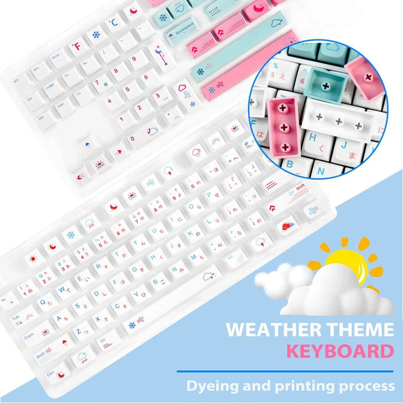 132 Keys XDA Keycaps PBT Dye Sub Weather Theme Personalized Keycap For Cherry Mx Switch Mechanical Keyboard