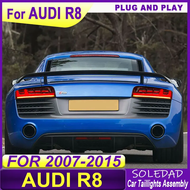 Car Tail Lamps Assembly for Audi R8 2007 2008 2009 2010 2011 2012 2013 2014 2015 Taillight Plug and Play Automotive Accessories