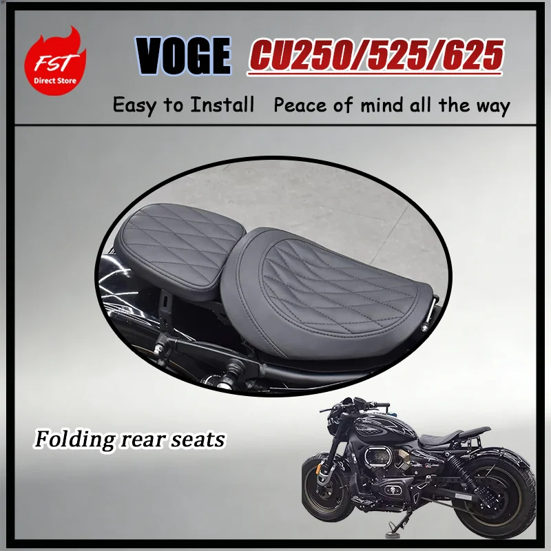 For VOGE Motorcycle Dual Passenger Seat Cushion for CU250 CU525 CU625 Folding Rear Comfortable Retro Waterproof Thickened Pad