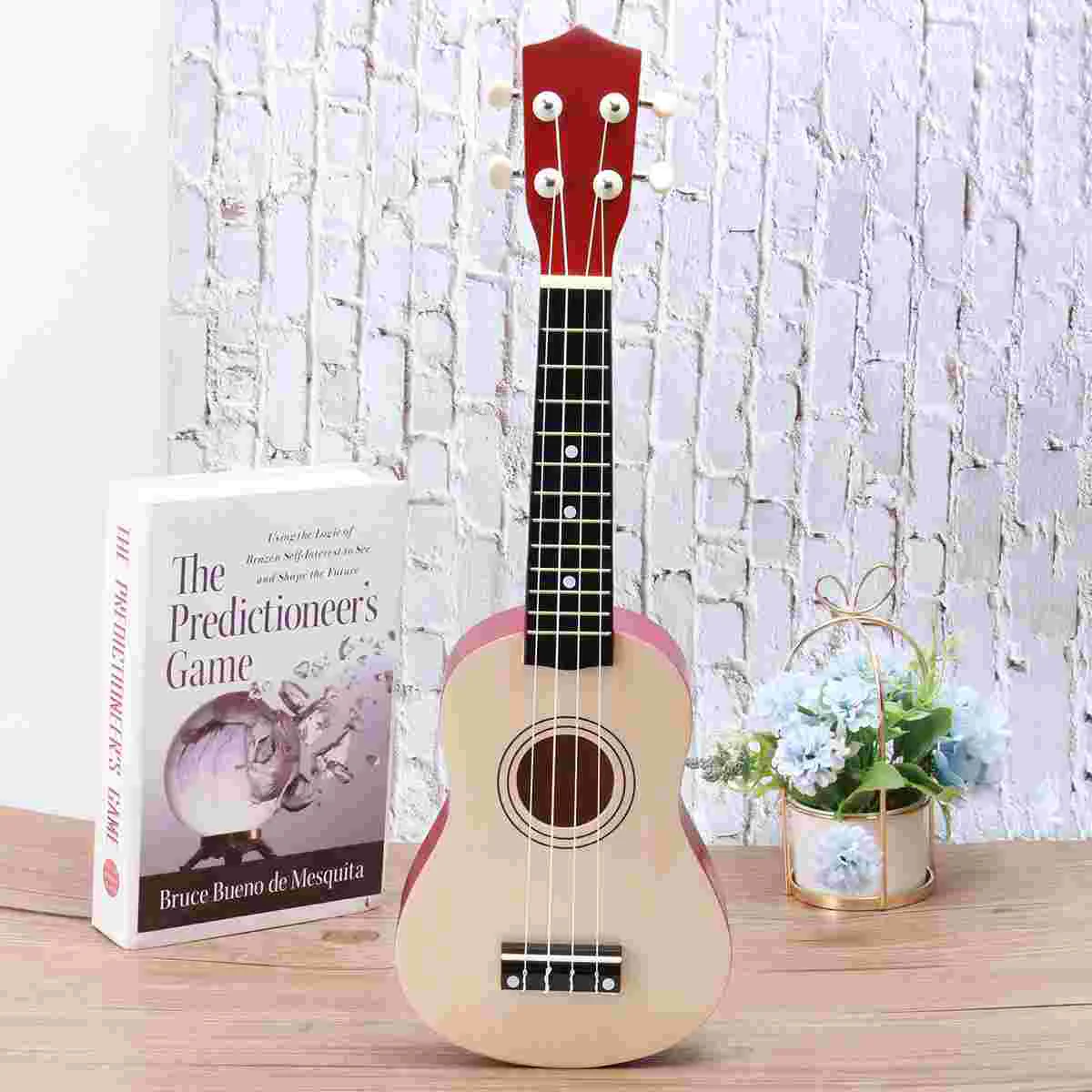 

21 Inches Burlywood Ukulele Guitar Toy Wooden Simulated Music Instrument Bamboo Kids