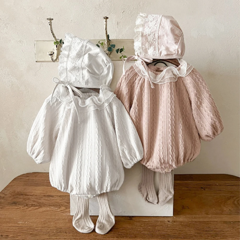 Baby Clothes Wholesale Toddler Lace One Piece Loose Thin Infant Clothes Baby Bodysuits and One-pieces 3-24M Baby Girls Clothes Solid Color