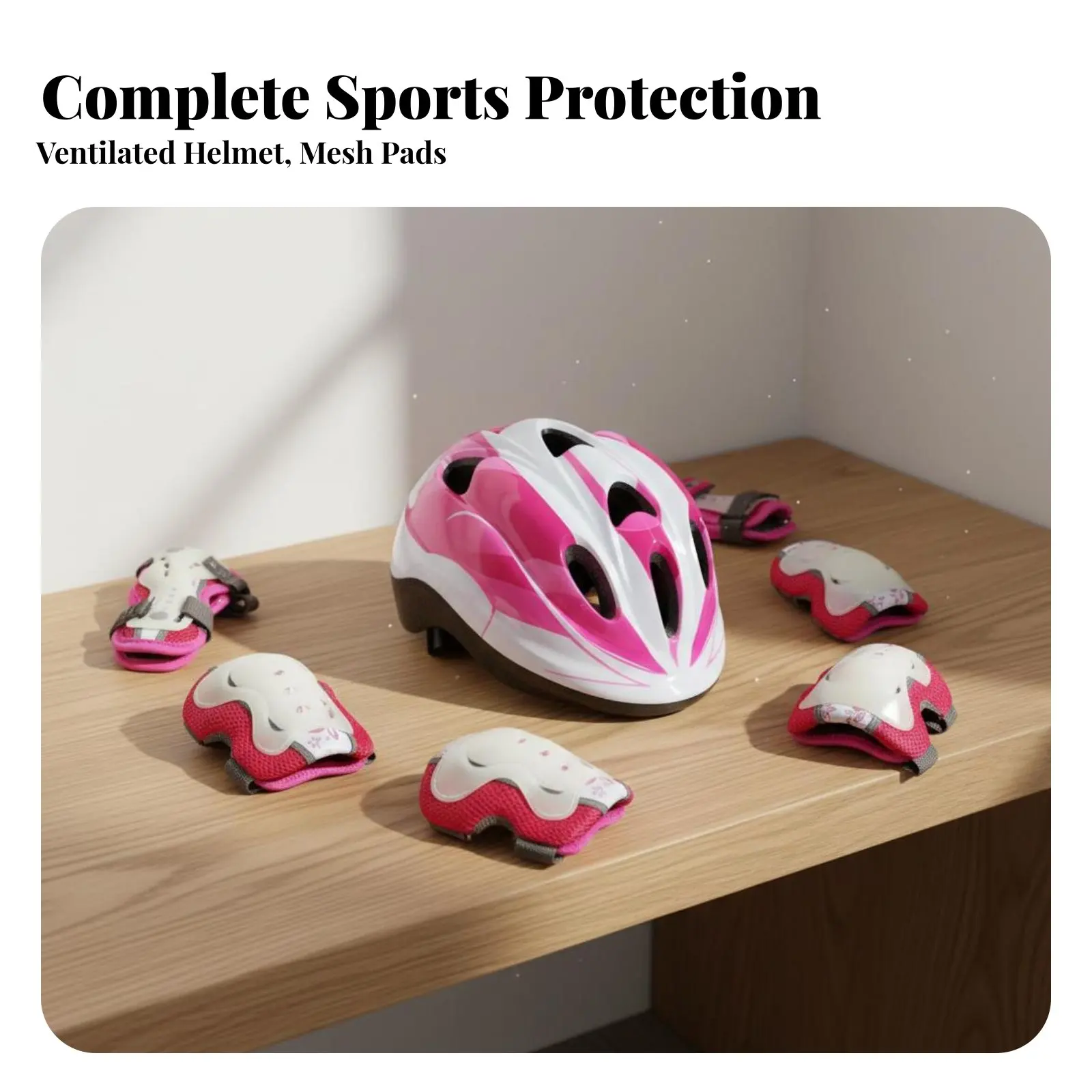 7 Pieces 7 Piece Young Safety Gear Adjustable Straps Kids Knee Elbow Wrist Pads Set Kids Helmet and Pads Set Hard Shell