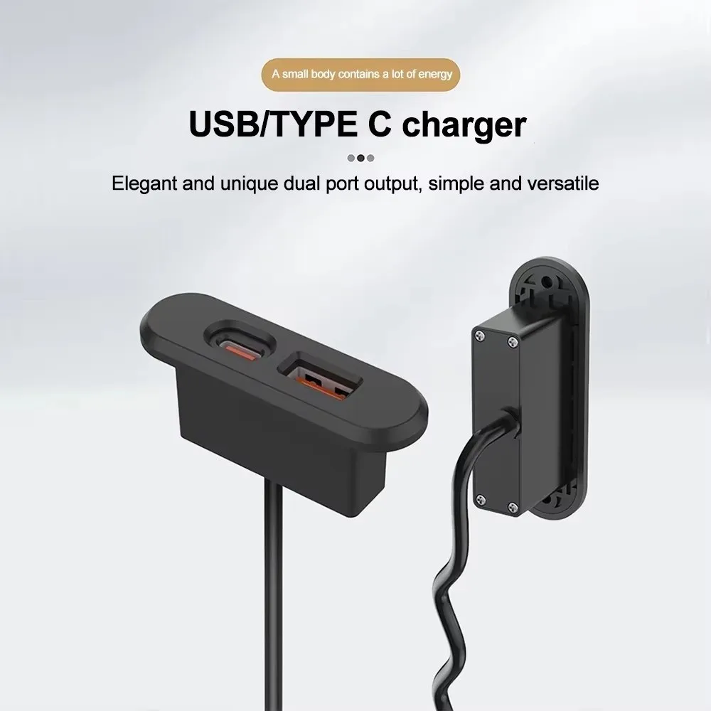 1 USB-A and 1 Type-C Embedded Table USB Power Socket Mini Compact Power Outlet 1.2M Extension Cord Recessed Sockets Indoor Use
