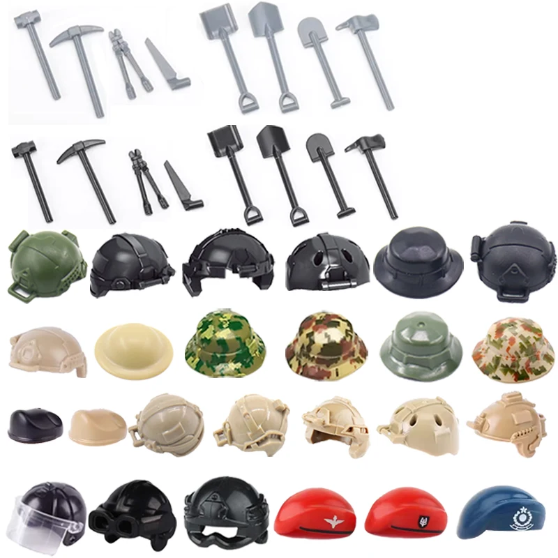 Modern Military Building Blocks Army Soldiers Helmets Printed Boonie Hat Backpack Armor Vest Accessries Mini Brick Toys Kid Gift