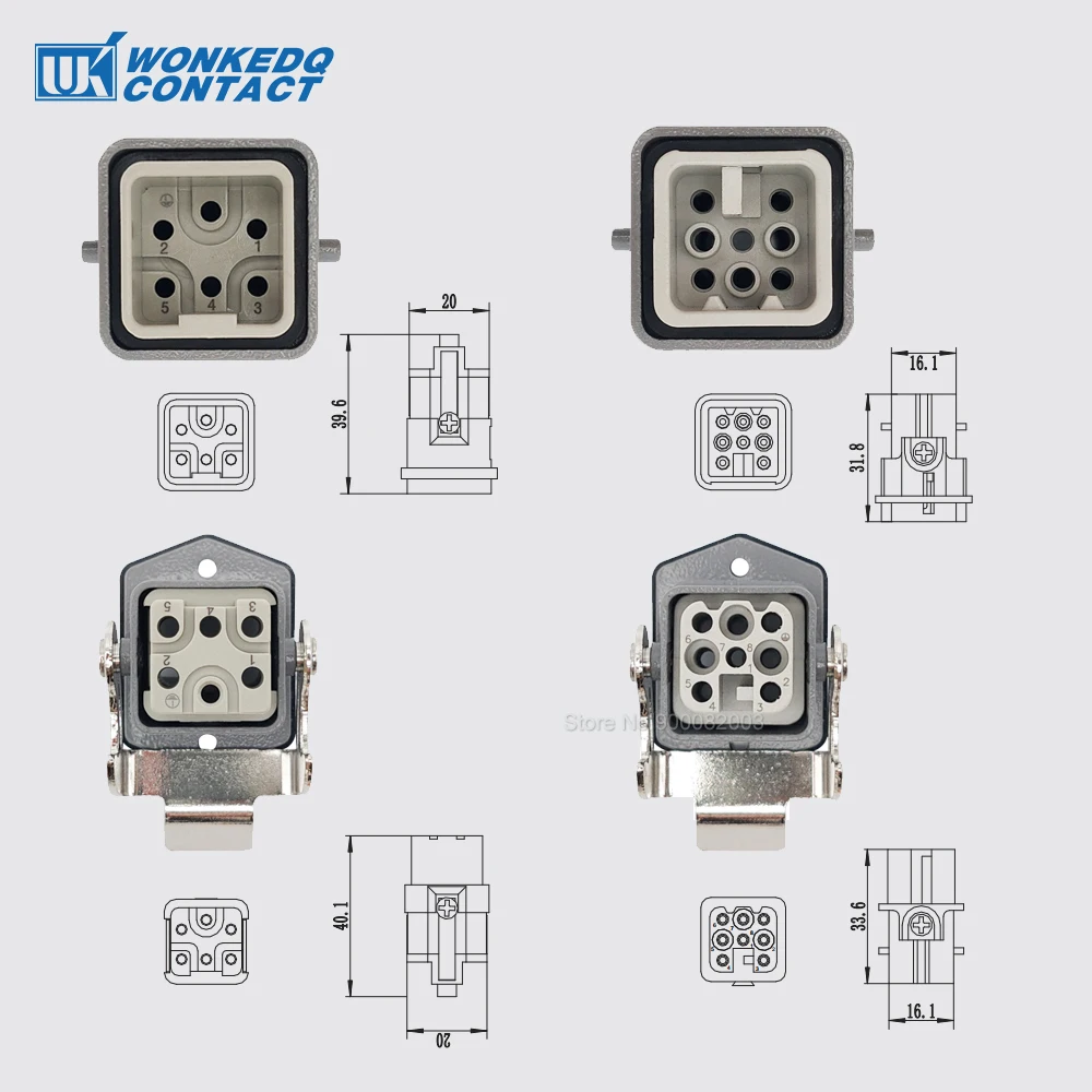 HA Heavy Duty Connector Kit 4/5/6/8 Core Pins Male&Female Insert Plug HDC-HA Rectangular Waterproof Industrial Aviation Socket