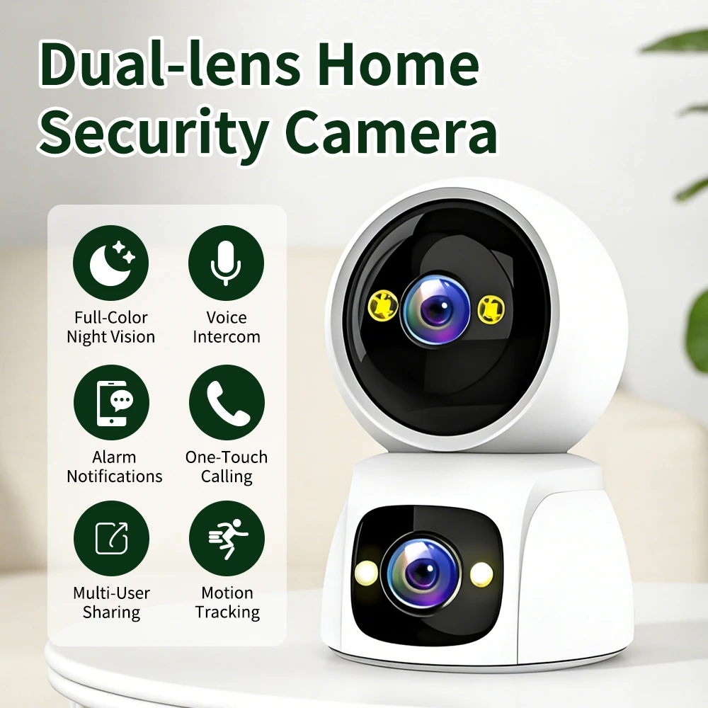 Home security monitoring camera dual lens panoramic night vision high-definition wireless WiFi camera