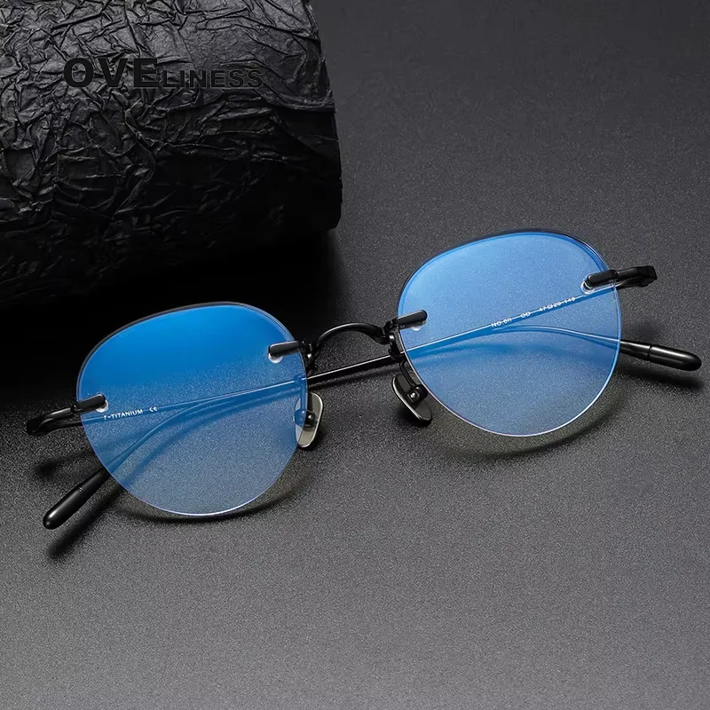 

2025 Pure Titanium Eyeglasses frames men women Round Rimless flexible Frame Spectacles Frameless Eye glasses frame full eyewear