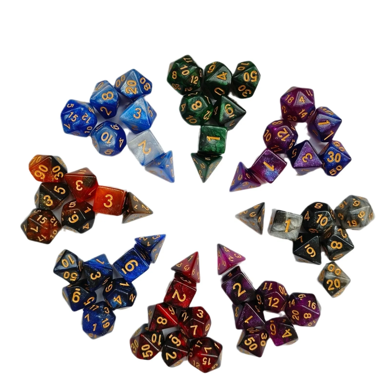 Multi Sided Dice Set with Seven Pieces and A Set of Number Game Dice Magic The Gathering Dungeons and Dragons Dice Tower