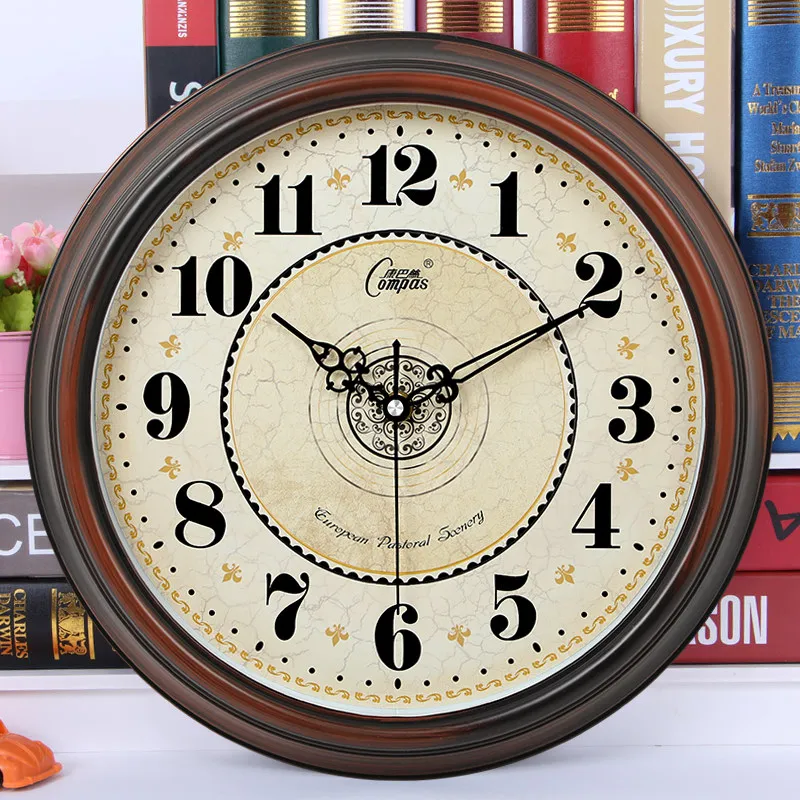 LivingRoom Date Roman Wall Clock Security Retro Double Modern Decoration Wall Clock Alarm Nordic Duvar Saati Home Decor Items