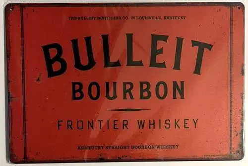 Letrero Metálico Novedoso de Whisky Bulleit Bourbon Frontier; ¡NUEVO!