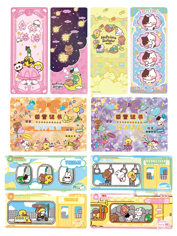 KAYOU Line Friends Minini Card Minini Beown Sticker Riffle Shop Daily Cony Character Peripherals For Lovely Children Toys