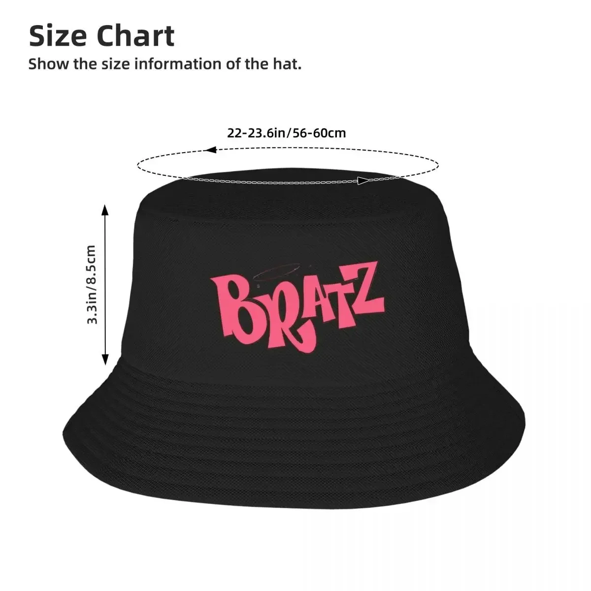 Cute Bratz Logo Mask Bucket Hat Panama Hat Children Bob Hats Outdoor Cool Fisherman Hats For Summer Beach Fishing Unisex Caps