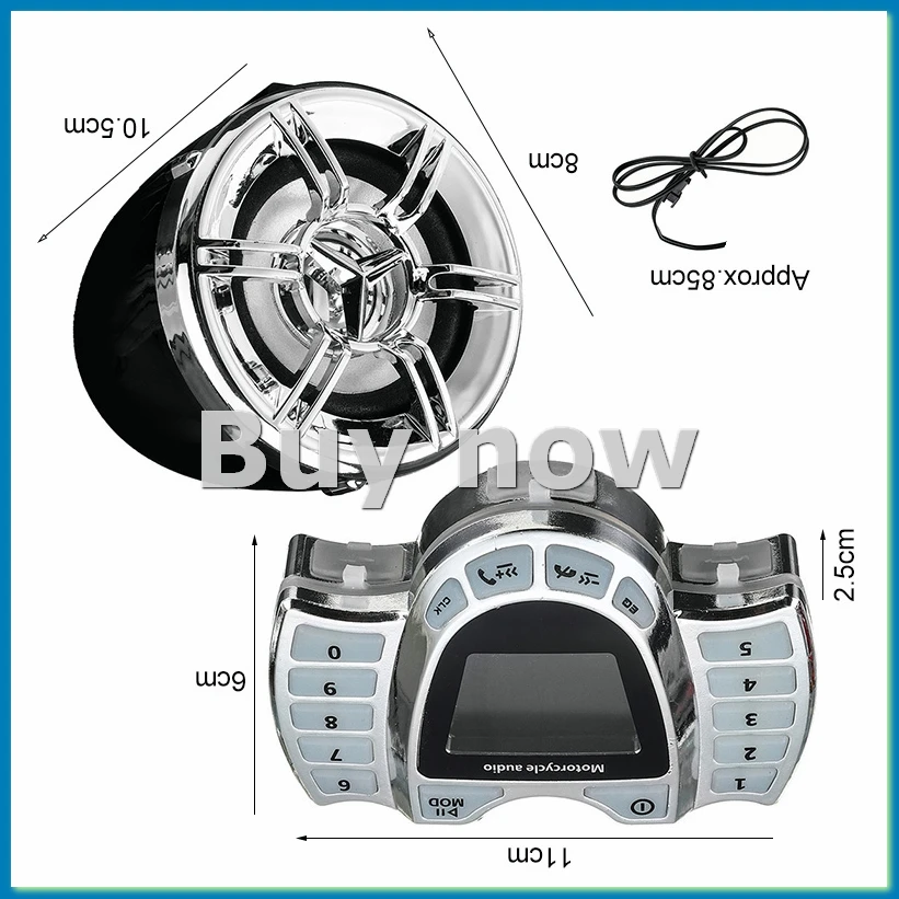 

Motorcycle Stereo Speakers Wireless Bluetooth MP3 Player Waterproof FM Audio for Motor Scooter Bike ATV UTV-A51M