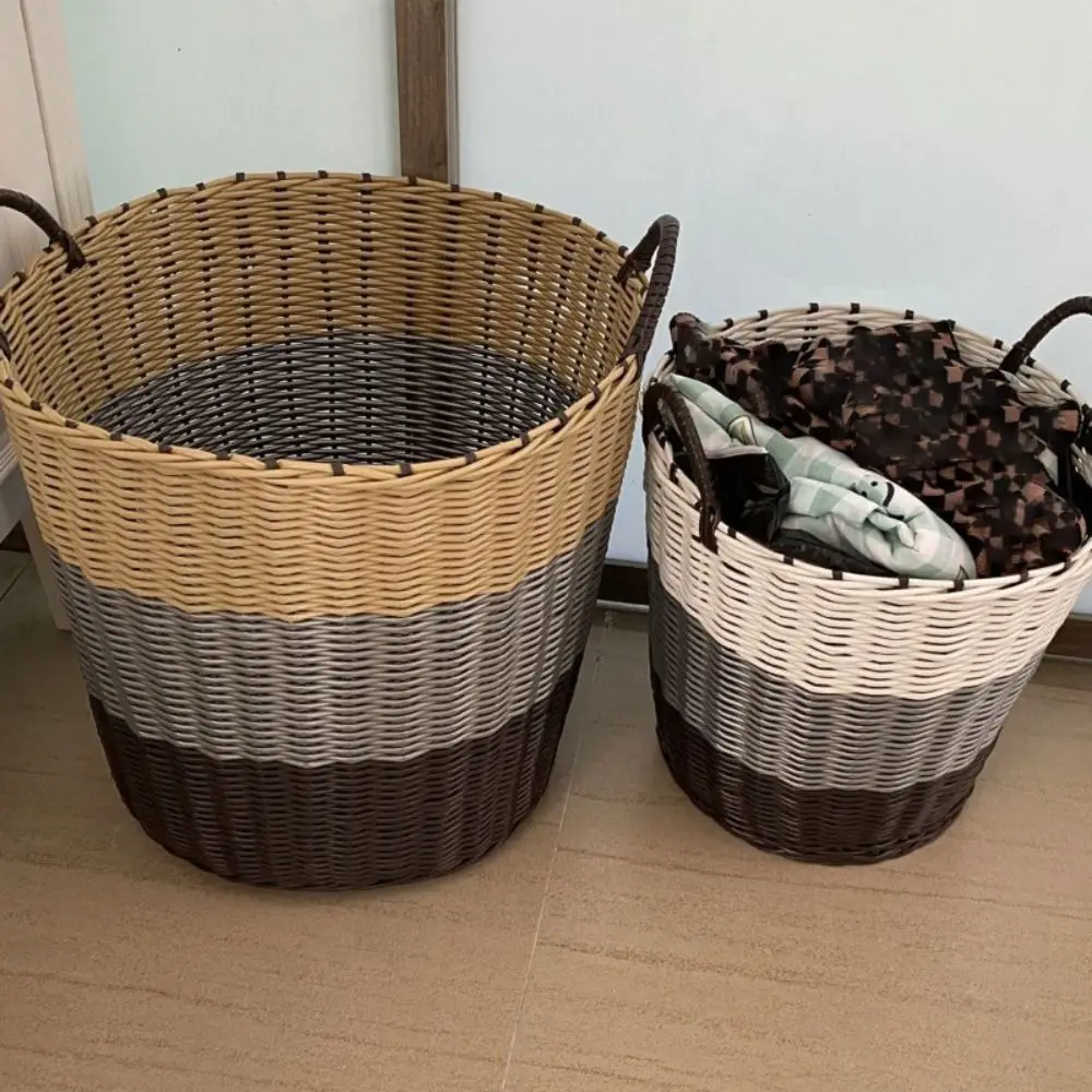 

Portable Foldable Laundry Basket Woven Rattan-Style Toys Storage Basket Wicker Baskets