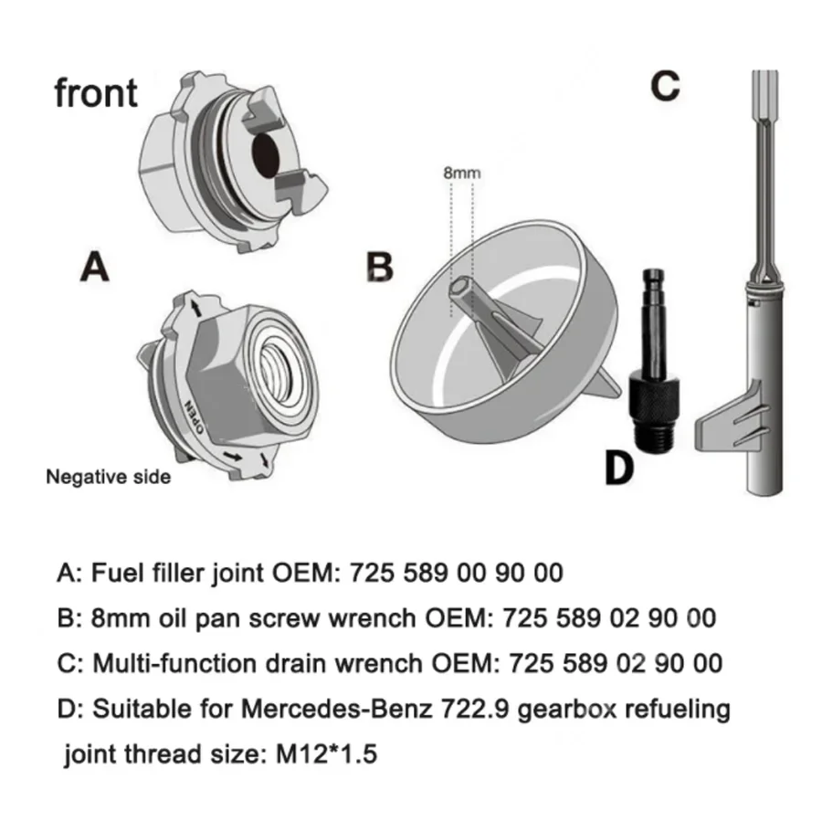 Metal Transmission Oil Filling Tool for Mercedes Benz 725.0 9-Speed Oil Change Durable Transmission Oil Filling Tool with Case