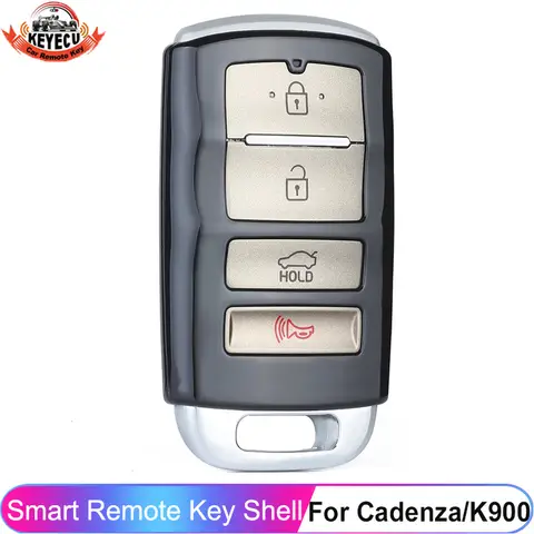 KEYECU 스마트 원격 자동차 키 쉘 케이스 커버 포브, 배터리 홀더 없음, 기아 카덴자 K900 2014 2015 2016 2017, 4 버튼 KEYECU 스마트 원격 자동차 키 쉘 케이스 커버 포브, 배터리 홀더 없음, 기아 카덴자 K900 2014 2015 2016 2017, 4 버튼