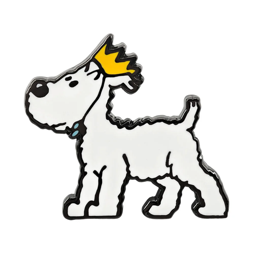 Klassischer Anime-Charakter Schneewittchen Emaille-Pin Niedlicher Hund mit Krone Retro Comic-Peripherie-Abzeichen Rucksack-Anstecknadeln Geschenk