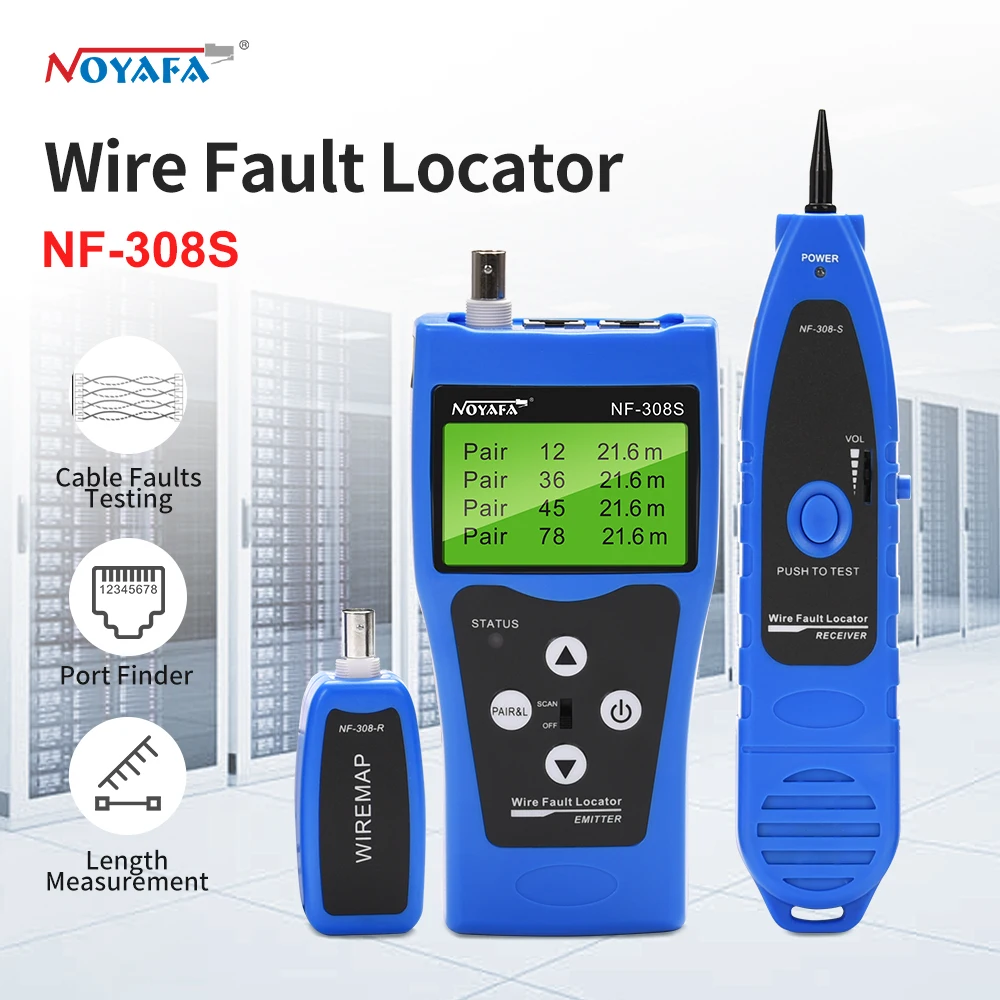 Noyafa-ネットワークケーブルテスター,LANケーブル,長さケーブル,連続性,テスト,ワイヤートラッカー,rj45,rj11,イーサネット,usb,bnc,NF-308