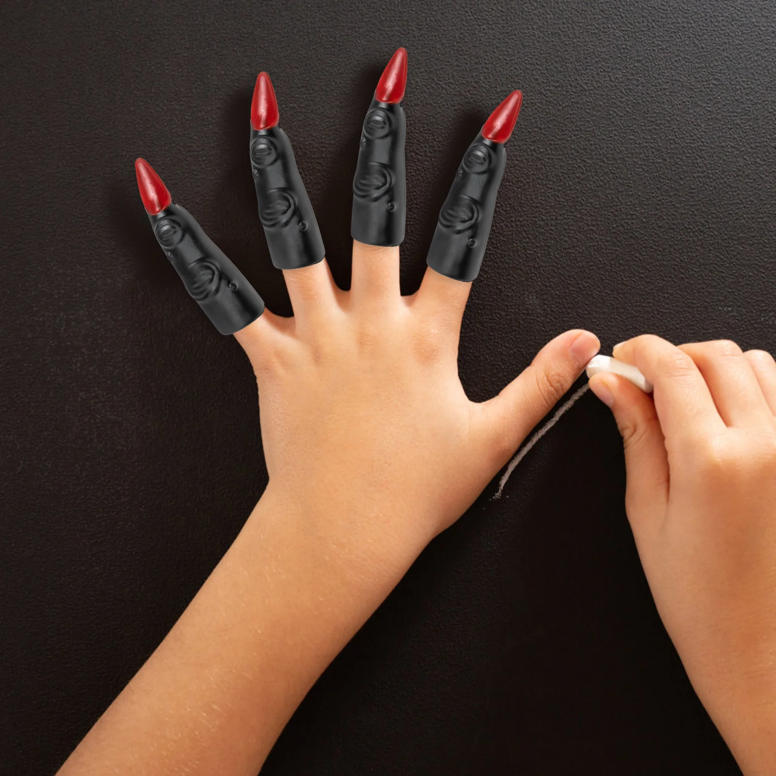 

24pcs Plastic Halloween Witch Fingers Masquerade Supplies Black Plastic Fingernails For Cosplay Party Claw Reusable