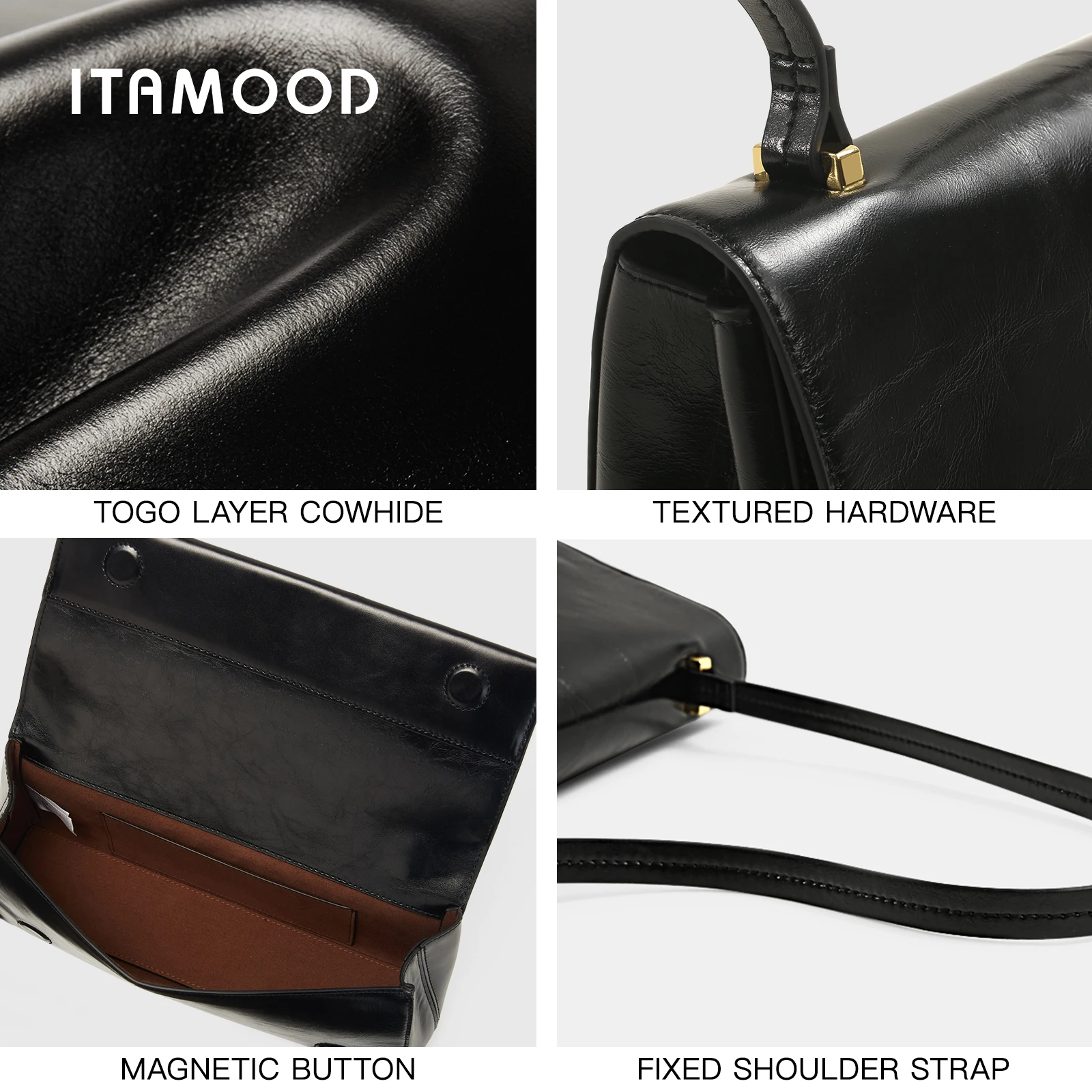 ITAMOOD borsa in pelle di lusso borsa a tracolla retrò originale borsa a catena da donna di moda pendolarismo quotidiano