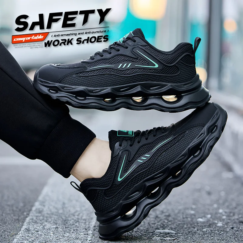 LEIANDUN Men's safety shoes are super lightweight, breathable, comfortable, anti smashing, plastic toe protection and work shoes