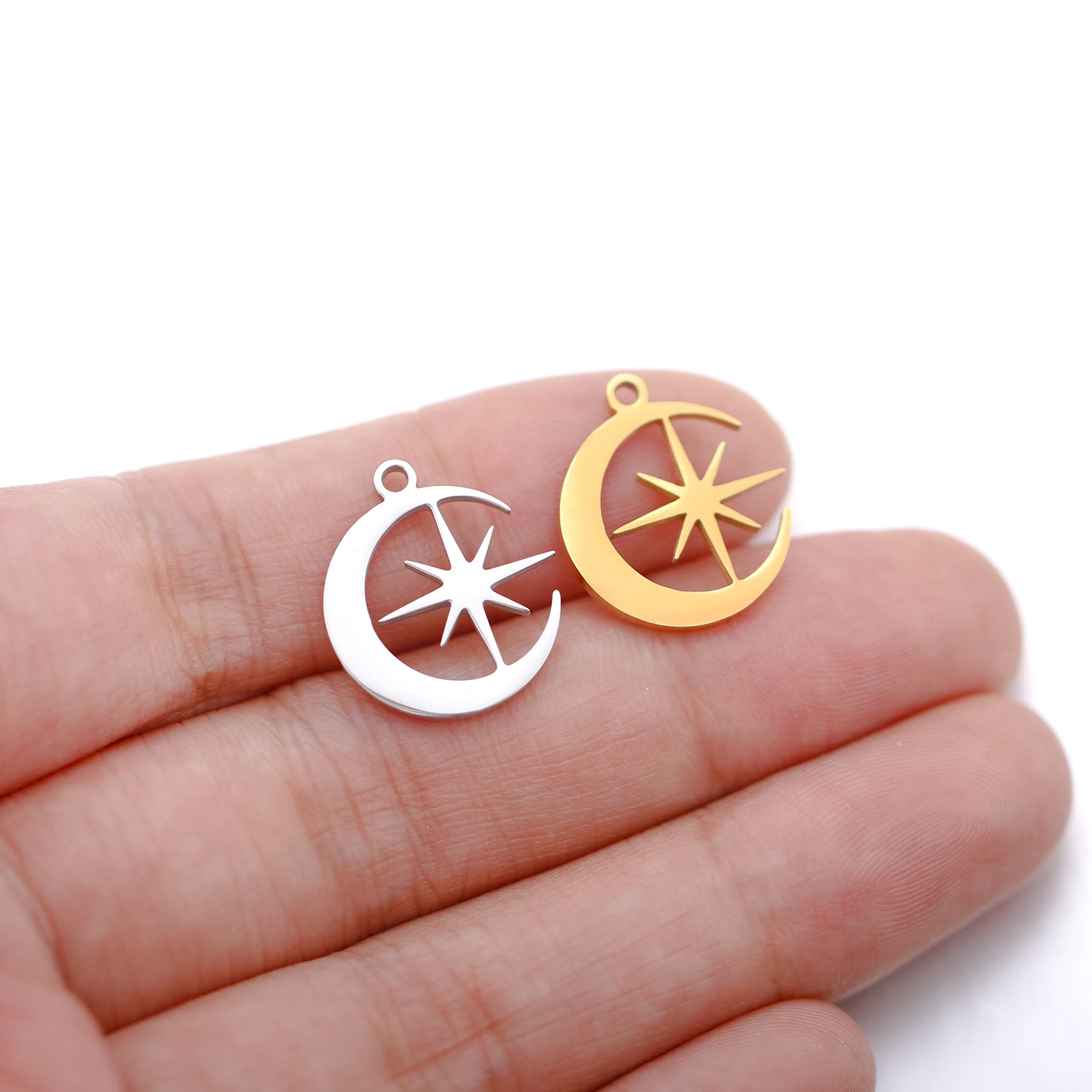 5 teile/los Edelstahl Sonne Mond Sterne Charms Für Schmuck Machen Liefert Diy Ohrringe Armband Halskette Zubehör Großhandel – Detail 14