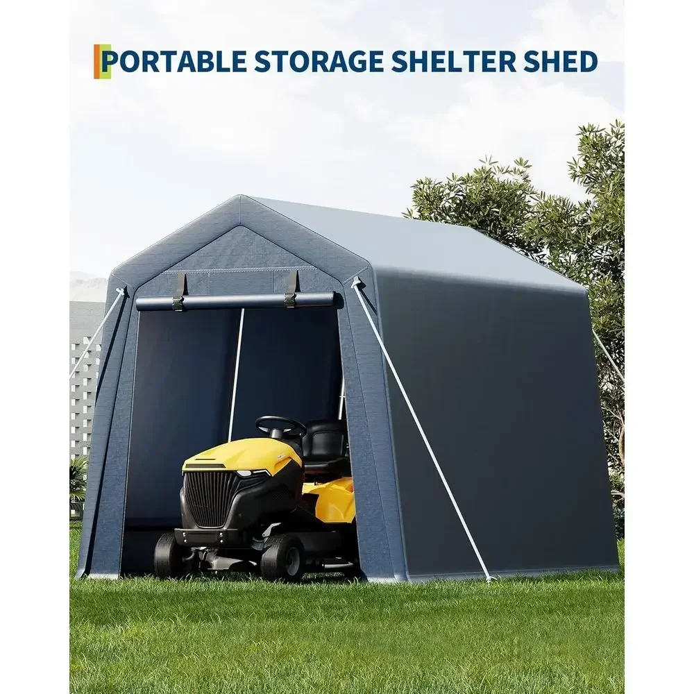 7 t x 12 t Outdoor Storage Shed, Heavy Duty Portable Garage Shelter with Roll-Up Zipper Door, Waterproo Carport or Motorcycle, B
