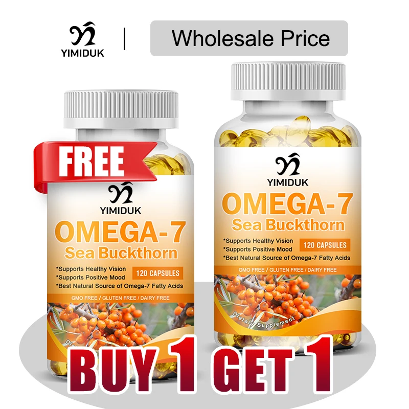 Buy 1 Get 1 Free! Omega-7 Sea Buckthorn Supplement, for Glowing Skin & Intimate Comfort, Soothes Gastritis, Rich in Antioxidants