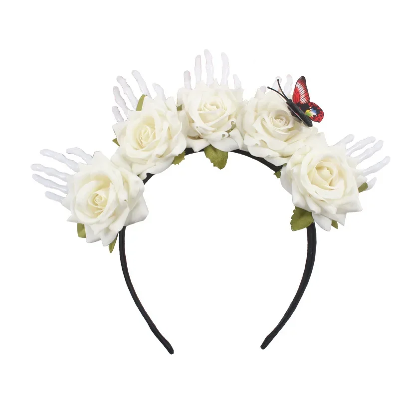 10pcs  Rose Flower Skull Hand Butterfly Headband Party  Headdress  Prop Women Girl Dressed Up Navidad Christmas