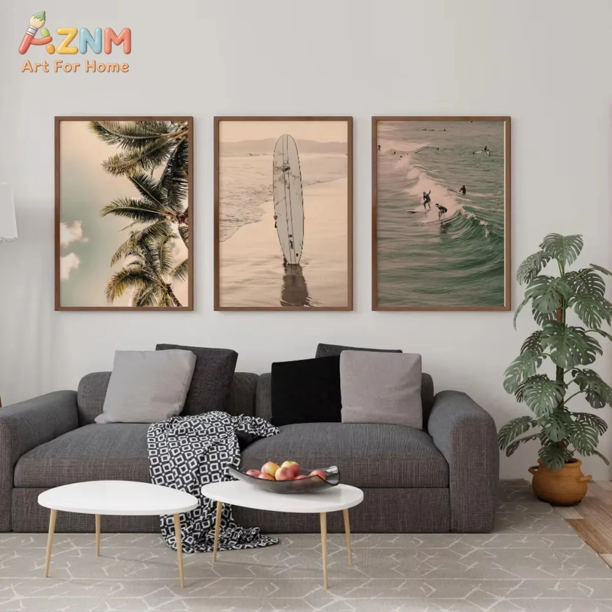 AZNM Surf Beach Print Coastal Decor Pink Wall Art Tropical Print Ocean Art Decor Gallery Wall Set Beach Wall Art Gift Poster