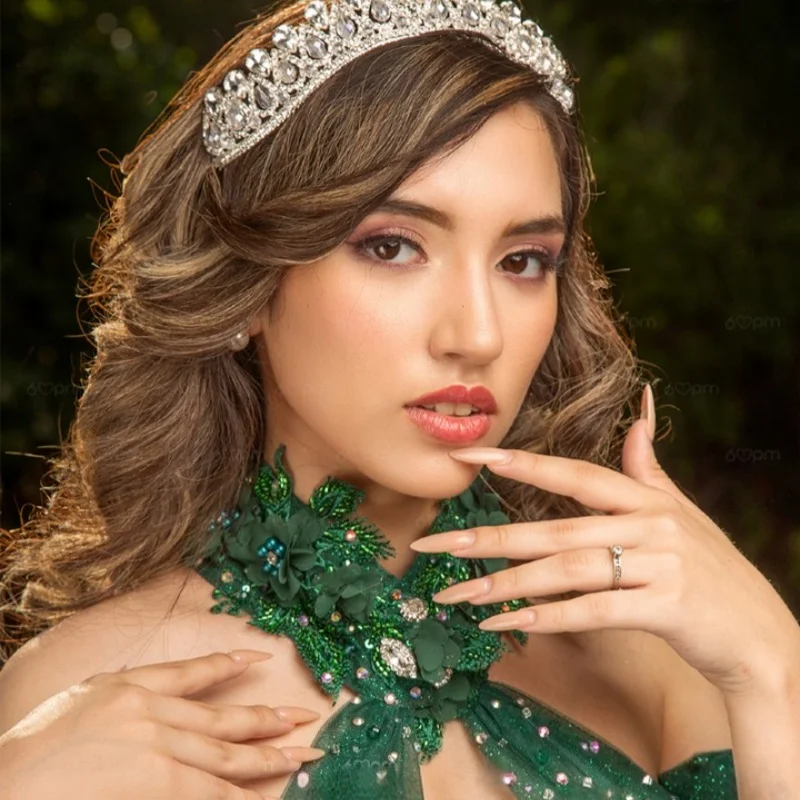 فساتين Quinceanera لامعة باللون الأخضر المسود مخصصة قبالة الكتف تول ثلاثية الأبعاد مزينة بالزهور دانتيل فيستدو دي 15 Quinceanera