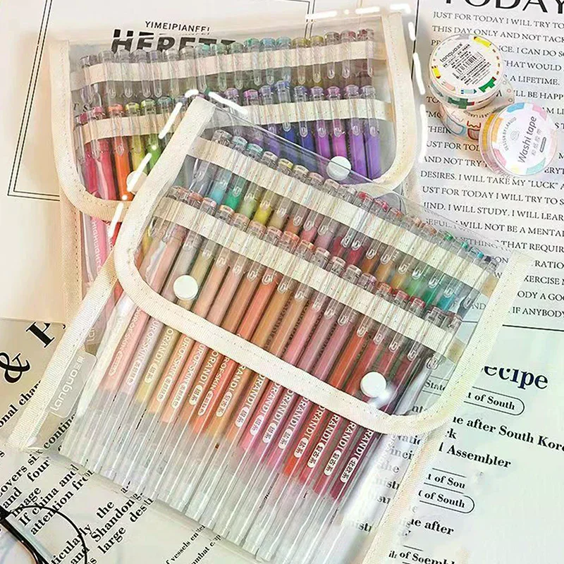 حقيبة أقلام ملونة محاسبة يدوية سعة كبيرة حقيبة تخزين القلم يمكن أن تحمل 36/108 جل أقلام حقيبة أدوات مكتبية محمولة #2