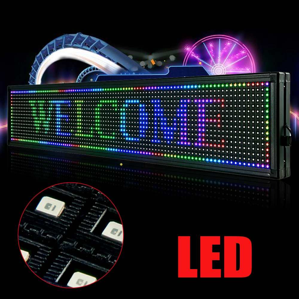 LED Sign 40*8 inch Outdoor Scroll Message Board 7 Color Programmable Scrolling