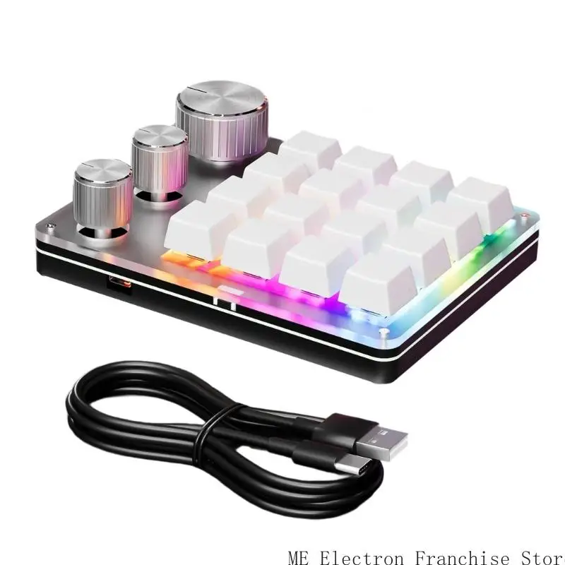 T5EA تخصيص لوحة المفاتيح MACRO 16-KEY 3 KNOBS MINI قابلة للبرمجة keyaoard hotswap